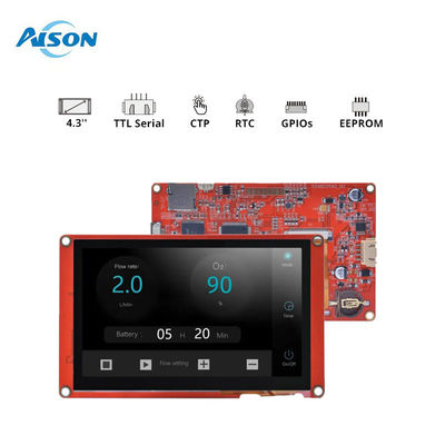 4.3 بوصة Nextion العرض الذكي HMI 480x272 وحدة عرض لمسة 300 cd / m2